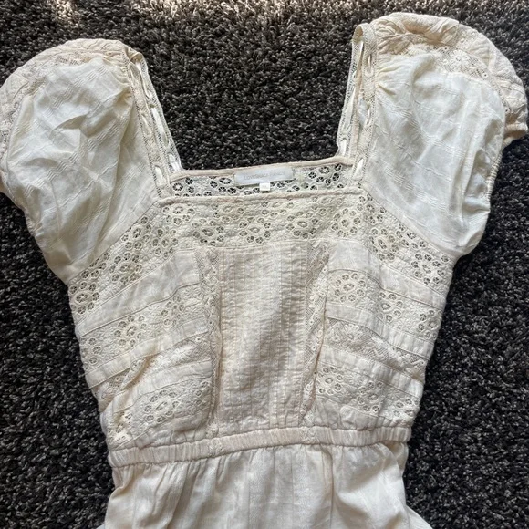 Loveshackfancy Cream Puff Sleeve Square Neck XS lace dress